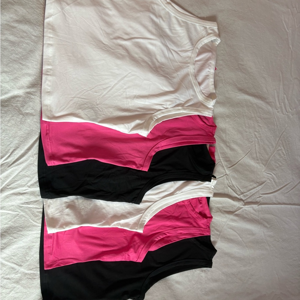 Set of Sleeveless Tops in White, Pink, and Black